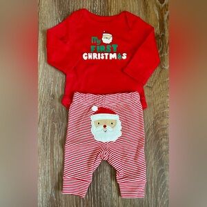 NWOT Carter’s Newborn “My First Christmas” Onesie & Matching Striped Santa Pant